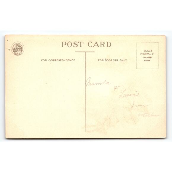 Vintage Christmas Postcard Poinsettias with Winter Cabin Scene - Picture 2 of 2